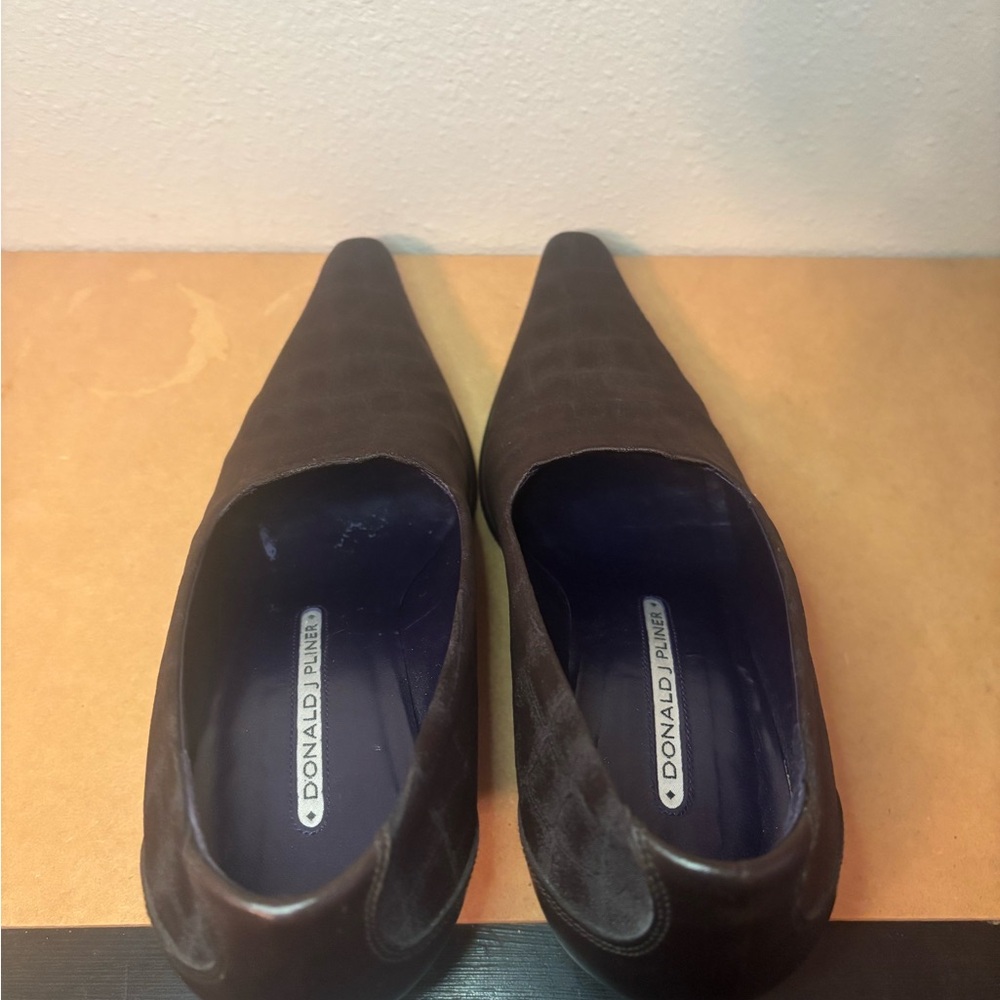 Donald Pliner Lacia Crocodile Pattern Heels size 5 1/2 square toe pointed - Picture 8 of 9